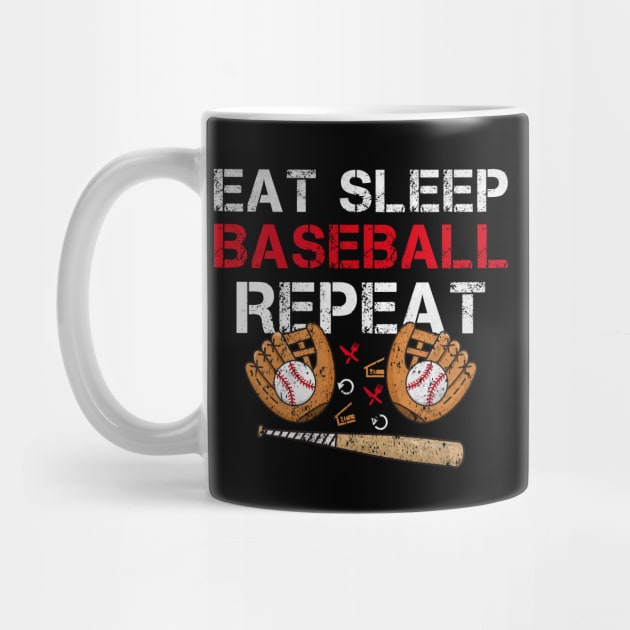 Eat Sleep Baseball Repeat Humor Baseball Players by MetalHoneyDesigns